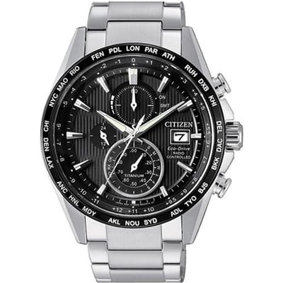 CITIZEN Eco-Drive Serie Radiogestuurde Horloge Zakelijk Optisch Kwarts Stalen Band Herenhorloge Zwarte Wijzerplaat AT8154-82E zwart