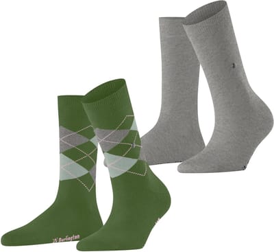 Burlington Everyday 2-Pack gedessineerd katoen multipack sokken dames groen - maat 36-41