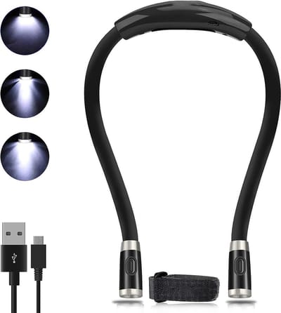 Oplaadbare Neklamp – leeslamp met 16 brand uren – Leeslampje voor boek met 3 oogbeschermingsmodi – bedlamp – Zwart
