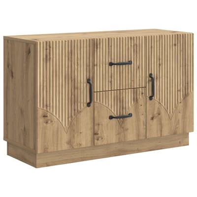 vidaXL - Dressoir - Artisanaal - eiken - 89 - x - 34,5 - x - 57 - cm - Bewerkt - hout