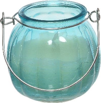 Decoris Citronella kaars - glas - blauw - 15 branduren - D8 x H8 cm