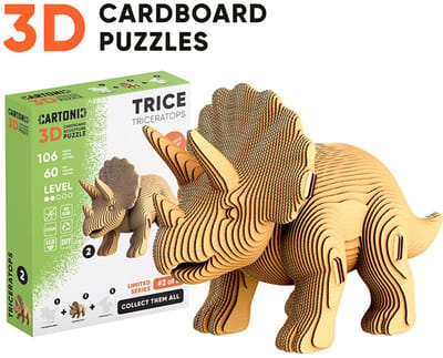 CARTONIC-3D PUZZLE Collectible -MINI TRICERATOPS- puzzelen karton 3D DIY Creatief Speelgoed Decoratie Interieur Cadeau Ecologisch Voor kinderen en volwassenen