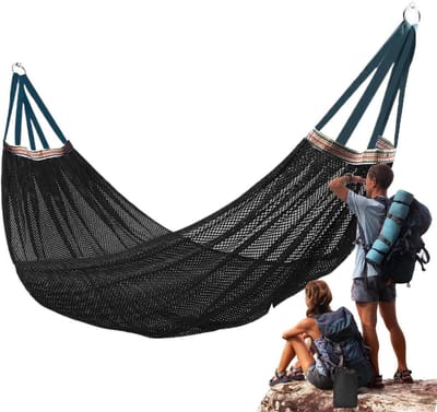 Camping Hangmat - Stof Swing - Buiten Ontspannen - Ademend Koelweefsel - 260x130 cm - Zwart
