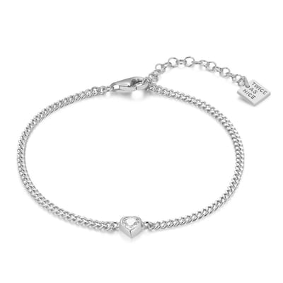 Twice As Nice Armband in zilver, hart zirkonia 16cm+3cm