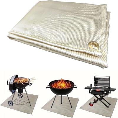 Vuurkorf Mat - Grillmat Bescherming - Terras Beschermen - Verdikte Brandwerende Laag - 20 Inch - Mat Zwart