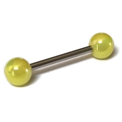Aramat Jewels | Tongpiercings | Trendy Parel Tongpiercing -Staal | Geel | |6mm | Staal | Volwassenen | Verkleurd niet