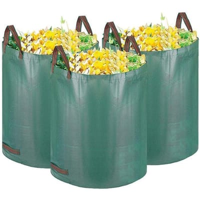 Lot de 3 sacs poubelle de jardin 272 L très résistants avec 4 poignées de transport robustes pour augmenter la stabilité, réuti[78]