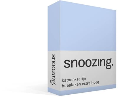 Snoozing - Katoen-satijn - Hoeslaken - Extra Hoog - Eenpersoons - 70x200 cm - Hemel