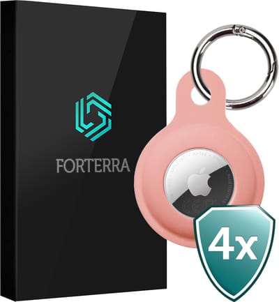 Forterra Sleutelhanger - Geschikt voor Apple AirTag 2e generatie - Houder - Siliconen Hoesje - Lichtroze - 4 PACK