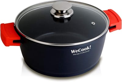 Gegoten Aluminium Steelpan met Glazen Deksel 16 cm - Anti-aanbaklaag, Geschikt voor Inductie en Gas