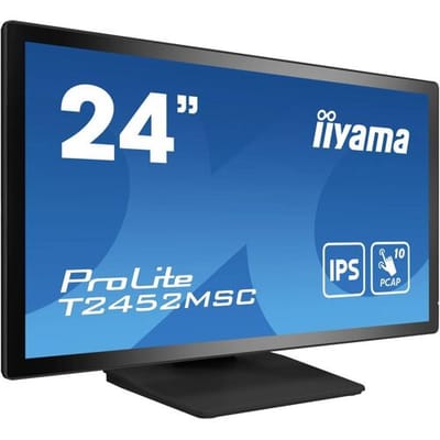 iiyama ProLite 60,5 cm PCAP 10-punts aanraakscherm monitor, IPS-paneel, randloos glas en anti-vingerafdrukcoating, zwart