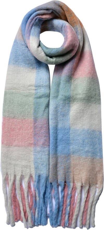 Juleeze Wintersjaal Dames 36x210 cm Roze Blauw Acryl Ruit