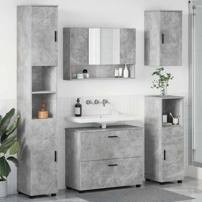 vidaXL - Badkamermeubel - Set - met - lade - met - plank - 5 - pcs - Beton - Grijs