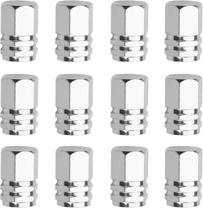 Set van 12 Witte Geanodiseerde Aluminium Ventieldoppen voor Auto's, Motoren en Vrachtwagens - Corrosiebestendig en Universeel Ontwerp voor Tyres