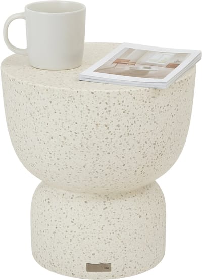 HESPERIDE HIXA Bijzettafel - buiten - Tafel - Rond - Buitentafel - Tuintafel - 35x47cm - Limestone - Wit - TIMANDRA