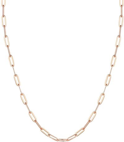 Dailygoods- Ketting Korte Paperclip Schakel - Roze Goud Verguld - 41cm - 3,3mm - Dames Ketting - Modieuze Accessoire - Sieraad