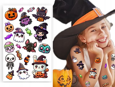Tatouages Temporaires Colorés Halloween Petits Monstres Monstres Citrouille Fantôme