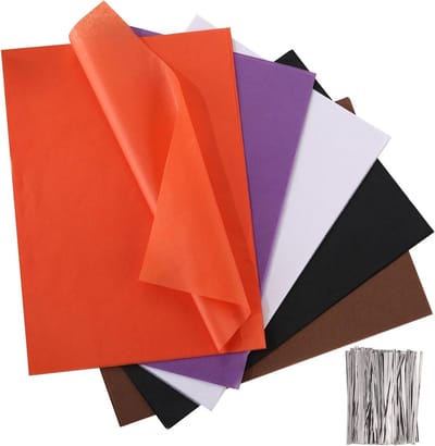 Halloween Cadeau Inpakpapier - 300 Transparante Vellen 24 x 17 cm - Creatief Inpakken met Kleurrijk Papier in Oranje, Paars en Zwart voor Feestelijke Decoratie