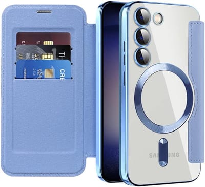 Geschikt voor Samsung Galaxy S24 5G - Flipportemonnee - Kaartsleuven - RFID-blokkering - Geschikt voor Mag - Book Case Hoesje - Hemelsblauw