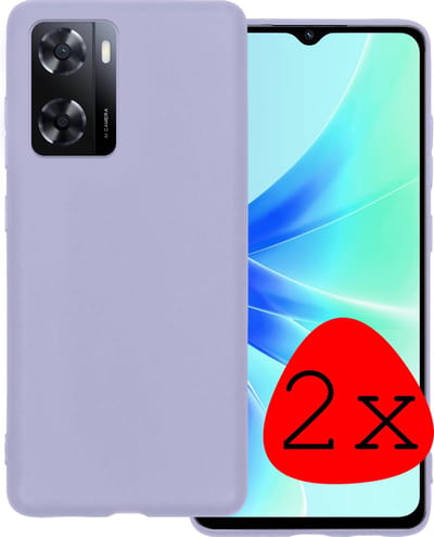 Hoesje 2 Stuks - Geschikt voor OPPO A57 - Sterk & Shockproof - Case Siliconen - Back Cover - Telefoon Hoes - Lila