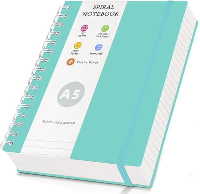 Dailygoods- Notitieboek A5 Gevoerd - Kladblok - Spiraal - 300 Pagina's - 150 Vellen - Voor Schrijven - Notitieblok