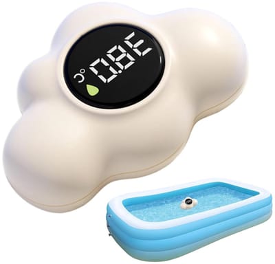 Badthermometer Wolk - Waterthermometer Digitaal - Veilig Baden - Stil Alarm Functie - 10.6 cm Lengte - Crèmetinten