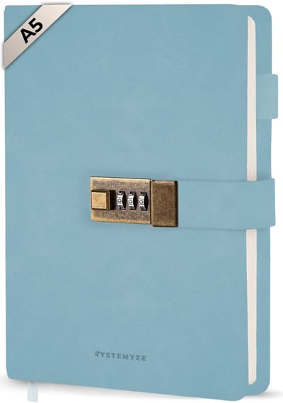 Systemyze Dagboek Volwassenen met Slot en Code – Hervulbaar – Journal – A5 – Baby Blue