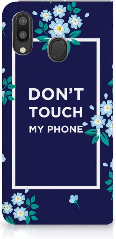 Book Case voor Samsung Galaxy M20 Design Case Flowers Blue DTMP