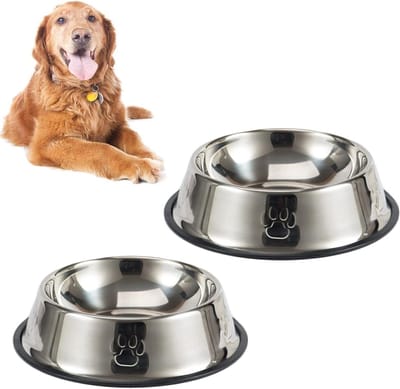 Set van 2 RVS Anti-slip Voer- en Waterkommen voor Honden - Multifunctionele Dierenvoerbakken, Groot (26cm)