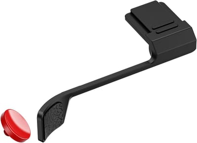 Verbeterde grip voor éénhandig fotograferen met hot shoe thumb support voor FUJIFILM X-E5 camera, zwart, ideaal voor stabiliteit en comfort