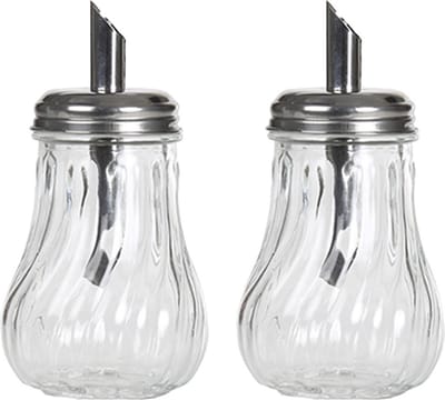 Alessandro Suikerpot - 2x - glas/rvs metaal - transparant/zilver - 7 x 14 cm - luxe uitvoering