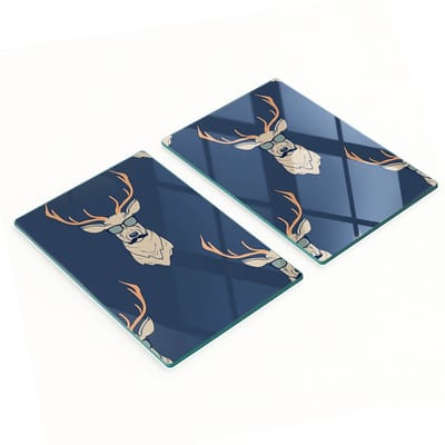 Decoratieve snijplanken van gehard glas met hipster-hertmotief, 2x40x52 cm