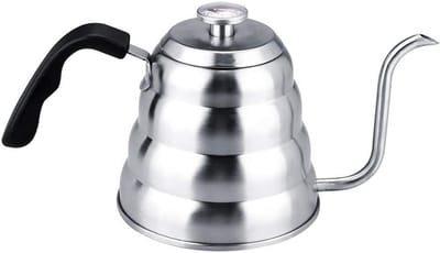 Zwanenhals Waterkoker - Koffieketel Theepot - Koffie Zetten - Ingebouwde Thermometer - 1.2 Liter - Roestvrij Staal