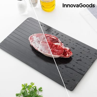 InnovaGoods Snelle Ontdooiplaat - Keuken Accessoires - Antiaanbakplaat - Gemaakt van Metaallegering - 4 kleine poten