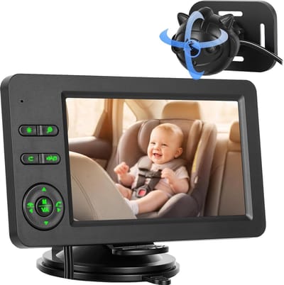 Baby Autocamera - Baby Monitor - Veilig Rijden - Infrarood Nachtzicht - 43 Inch Scherm - Zwart