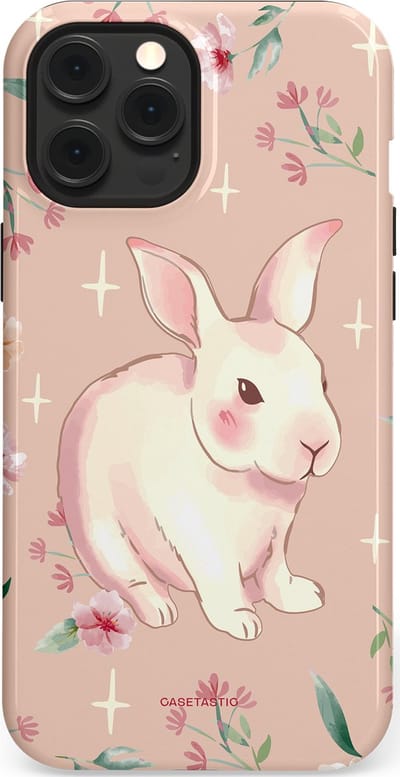 Casetastic Hoesje Geschikt voor Apple iPhone 12 Pro Max Magsafe - Stijlvolle Beschermende Duo-layer Case - Schattig konijntje