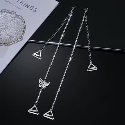 T.O.M. - BH bandjes Vlinder- 1 rij strass- Zilver- 2 Verwisselbare BH bandjes- BH bandjes strass steentjes- bling- glitter- Diamond luxe BH bandjes