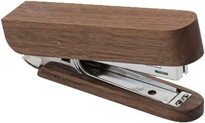 Houten Nietmachine - Bureau Accessoire - Papier Bevestigen - Natuurlijke Materialen - 11x5x2.2cm - Zwart