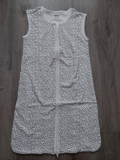 Baby slaapzak - mouwloos - biologisch katoen - 90cm - off.white met alloverprint