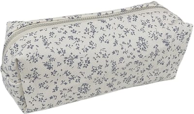 Dailygoods- Etui Uniseks - Kleine Cartoontas - Sleuteltas/Make-uptas - Wit - Corduroy Canvas - 19,5x8x7 cm - Pennenetui
