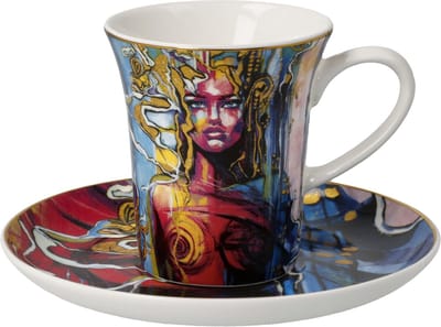 Goebel - Lana Frey | Kop en schotel Espresso Freya | Porselein - 12cm - 100ml - 2 stuks