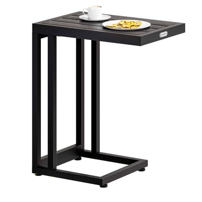 Casaria Bijzettafel - Vierkant Verrijdbaar 50x40x66cm - Antraciet Zwart