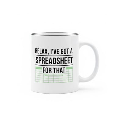 Grappige Spreadsheet Tekst Koffiemok 330 ml – Leuk Cadeau voor Kantoor & Excel Fans
