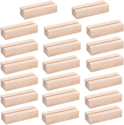 Houten Kaarthouders - Naambord Houder - Tafeldecoratie Bruiloft - Rechthoekig Ontwerp - 20 Stuks - Houtkleur