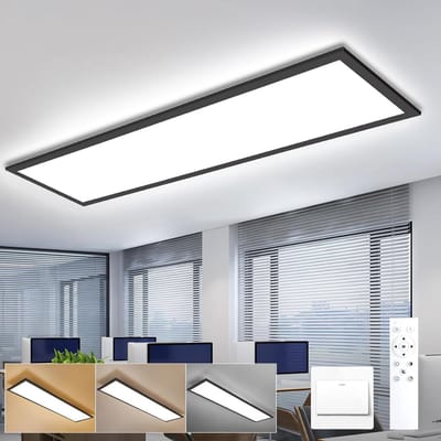 Oraymin LED Plafondlamp 100x25cm - 30W Dimbaar - Met Afstandsbediening - Zwart
