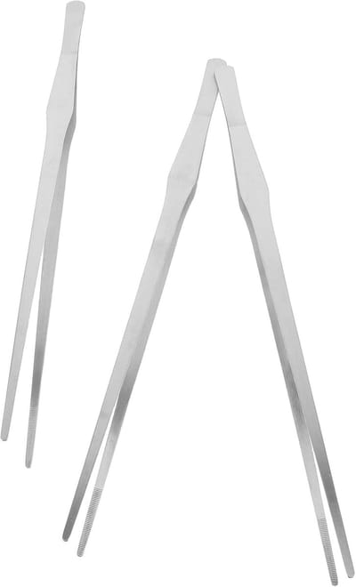 Roestvrijstalen Pincetten - Terrariumgereedschap Voedertangen - Voeren en Onderhoud - Verlengd Ontwerp - 38 cm - Zilver