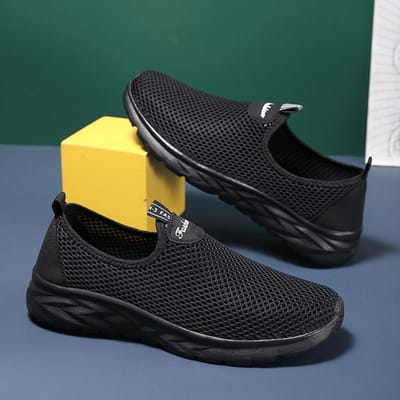 Heren Casual Ademende Mesh Schoenen Zomer Outdoor Antislip Herenschoenen Comfortabele Zapatos Hombres Lichtgewicht Heren Hardloopschoenen 42 zwart