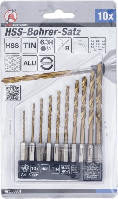 BGS HSS-borenset titanium gecoat 1,5 - 6 mm, 10 delig