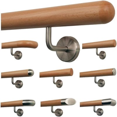 Houten Leuning - Trapleuning Hout - Veilig Traplopen - Gemaakt van Beukenhout - 120 cm - Naturel