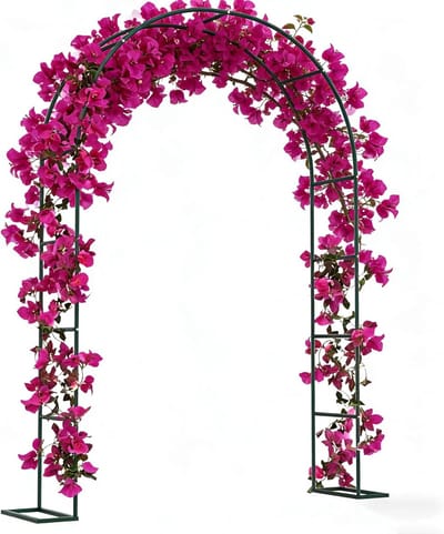 Groen Rozenbogen Metaal, 240x192x38cm, Klimplanten Rankrooster met Bodemplaten, Outdoor Vrijstaand Poortboog, Bloemen en Druiven Klimhekwerk, Tuinrellis voor Bruiloften/Feesten, NAIZY